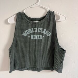 Aerie Green Ribbed Crop Tank Top